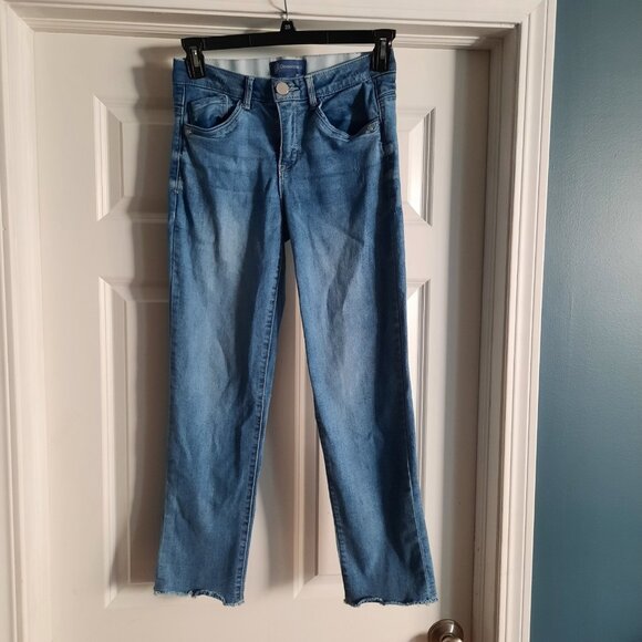 Democracy Jeans Womens 4 Ab Solution Girlfriend Mid Rise Raw Hem Slouchy Shaping - Picture 2 of 11